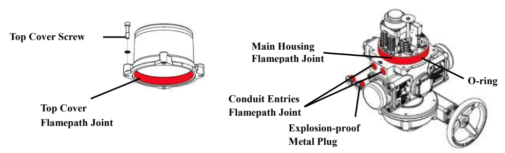 Spring Return Explosion Proof Actuator Exploded View